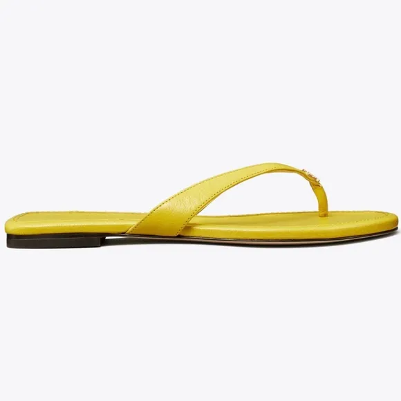 TORY BURCH Colza Yellow Classic Flip Flop Leather Sandals