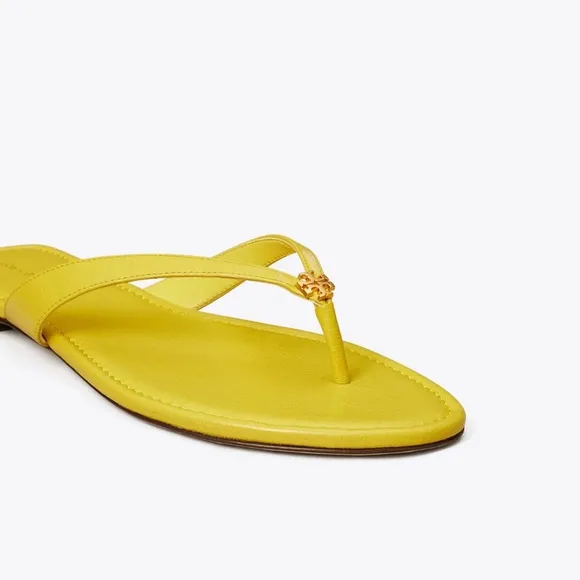 TORY BURCH Colza Yellow Classic Flip Flop Leather Sandals