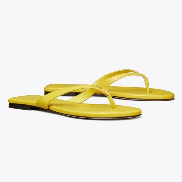 TORY BURCH Colza Yellow Classic Flip Flop Leather Sandals