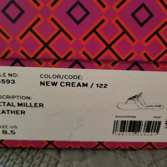 Tory Burch Cream Sandals with Silver Logo