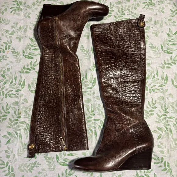 Tory Burch - Dabney Brown Heeled/Wedge Boots with Sleek Silhouette