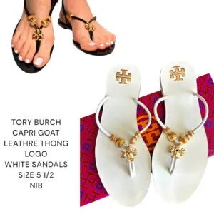 TORY BURCH FLIP FLOPS CAPRI THONG GOAT LEATHER SANDALS SIZE 5.5 NIB
