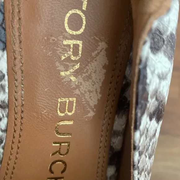 Tory Burch Kira Elastic Heel Snake Python Print Loafers Flats Shoes 8