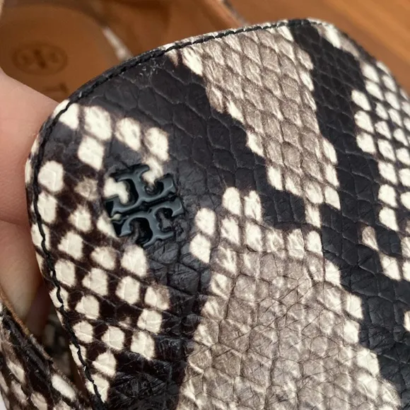 Tory Burch Kira Elastic Heel Snake Python Print Loafers Flats Shoes 8