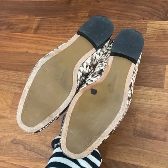 Tory Burch Kira Elastic Heel Snake Python Print Loafers Flats Shoes 8