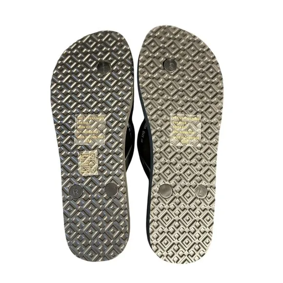 Tory Burch Leopard Print Flip Flop Sandals Women's Gold Logo, Size 6M NWOB