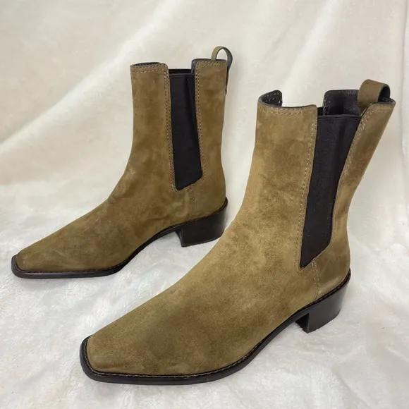 TORY BURCH MEDALLION CHELSEA‎ ANKLE BOOT SUEDE RIVER ROCK 5M, B 239