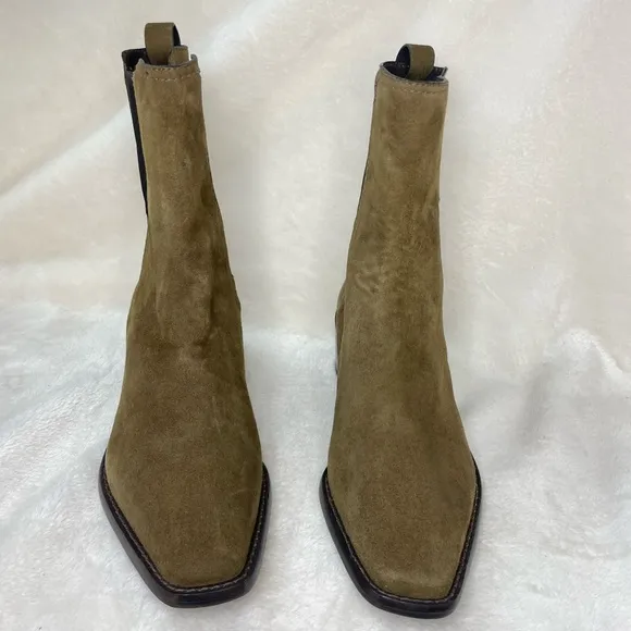 TORY BURCH MEDALLION CHELSEA‎ ANKLE BOOT SUEDE RIVER ROCK 5M, B 239
