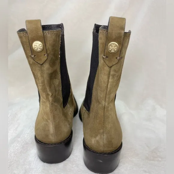 TORY BURCH MEDALLION CHELSEA‎ ANKLE BOOT SUEDE RIVER ROCK 5M, B 239