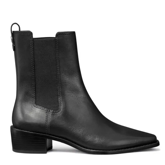 Tory Burch Medallion-plaque 35mm Ankle Boots In Black Leather women size 8