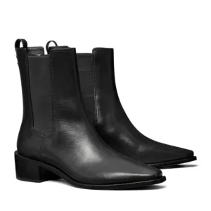 Tory Burch Medallion-plaque 35mm Ankle Boots In Black Leather women size 8