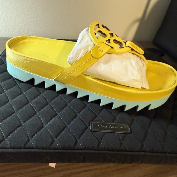 Tory Burch Miller Cloud Lug Soft Patent Leather Sandals