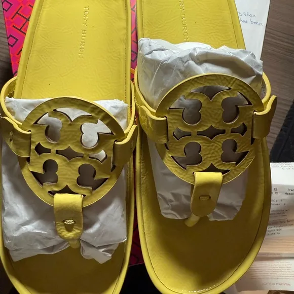 Tory Burch Miller Cloud Lug Soft Patent Leather Sandals