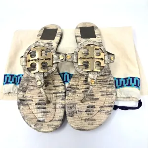 Tory Burch Miller Reptile Print and Gold Sandals