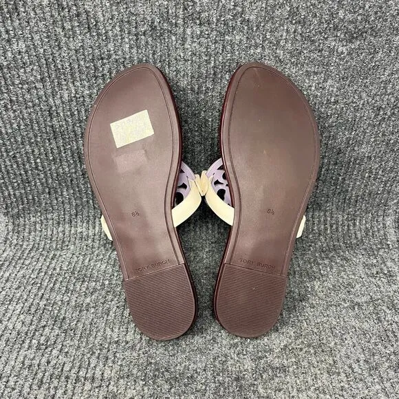 Tory Burch Miller Soft Sandals Logo Flip Flops Lavender Cornbread Plum 8.5 M