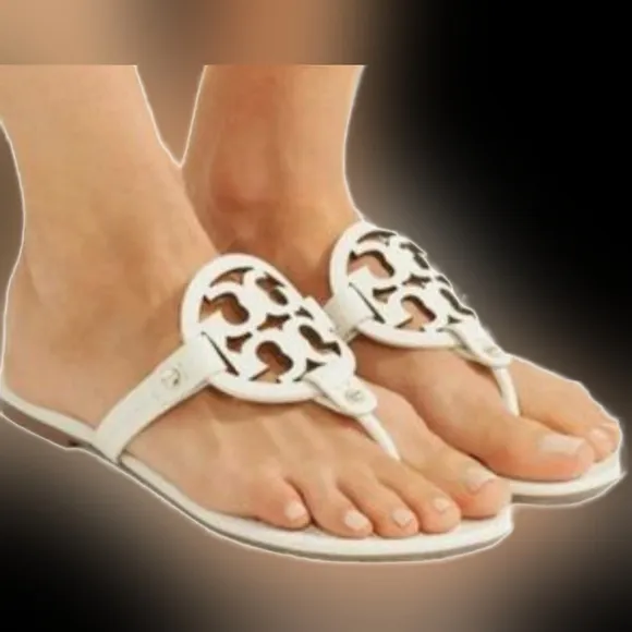 Tory Burch Miller Women's Thong Leather Sandals Cream/Neutral US9