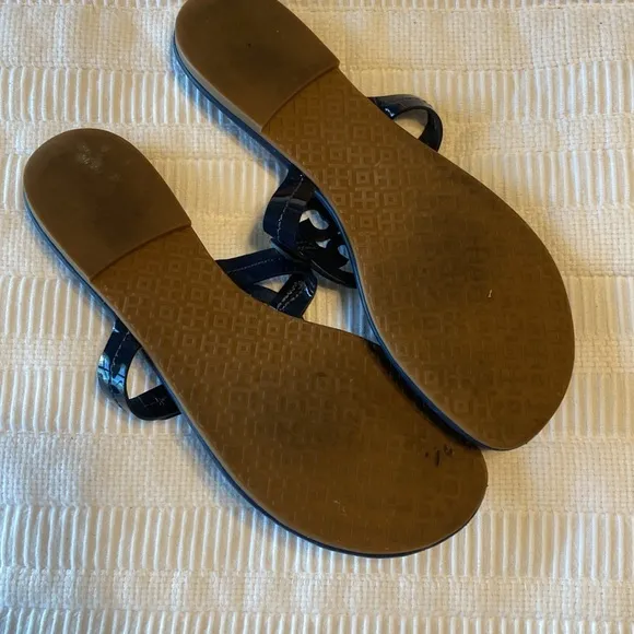 Tory Burch Navy Sandals with Rainbow Logo