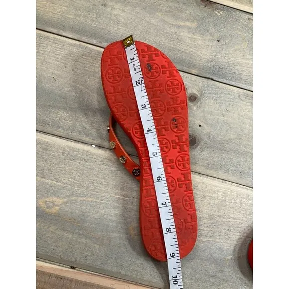 TORY Burch Sandals Womens US6 6.5 Orange Suede Thong Flip Flops Slip On Casual F