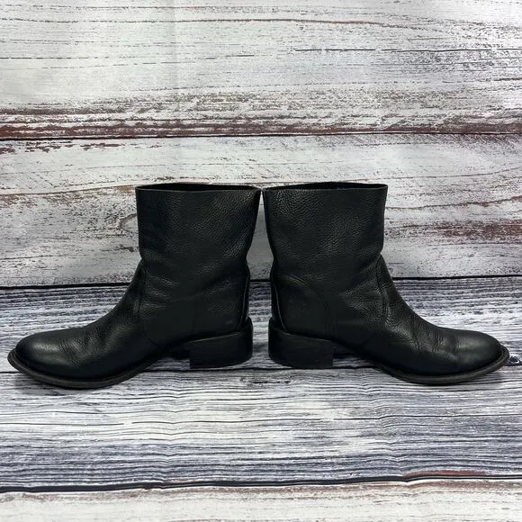 Tory Burch Siena Black Pebbled Leather Ankle Boots Women’s Size 9.5