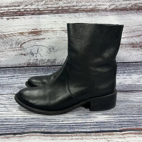 Tory Burch Siena Black Pebbled Leather Ankle Boots Women’s Size 9.5
