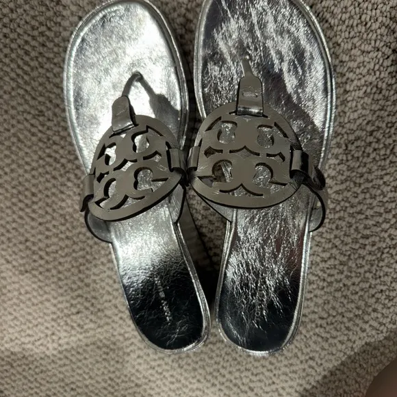 Tory Burch Silver Metallic Sandals