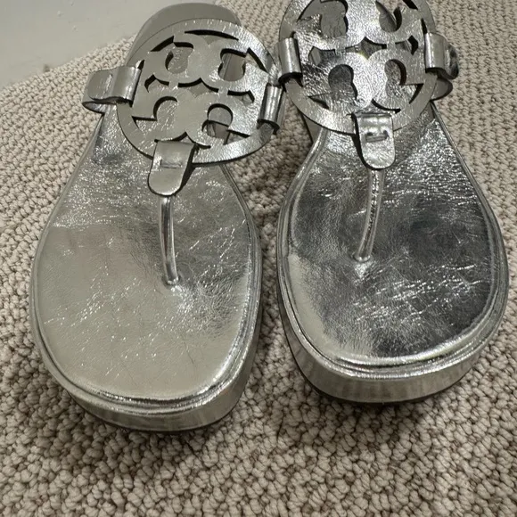 Tory Burch Silver Metallic Sandals