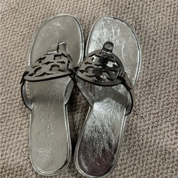 Tory Burch Silver Metallic Sandals