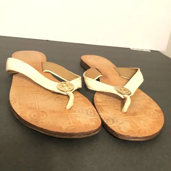 Tory Burch Tumbled Leather Thora Sandal Flip Flops