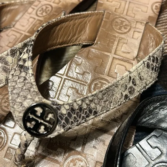 Tory Burch Women's Flip Flops - Black, Tan, and Cream All 3pairs