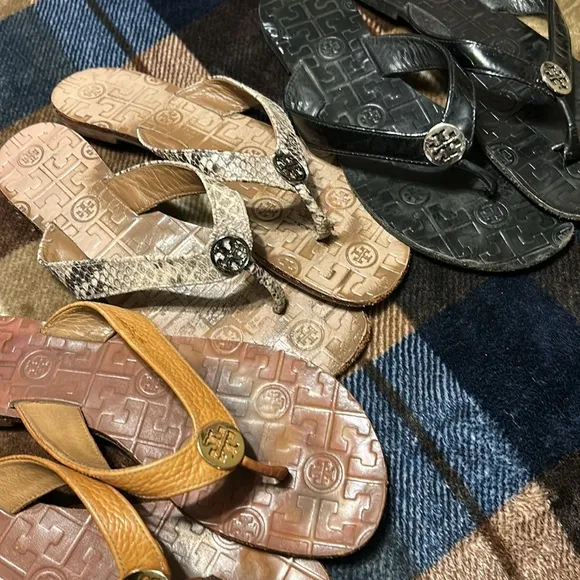 Tory Burch Women's Flip Flops - Black, Tan, and Cream All 3pairs