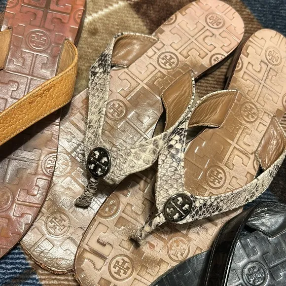 Tory Burch Women's Flip Flops - Black, Tan, and Cream All 3pairs