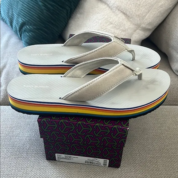 Tory Burch Women's White Flip Flops