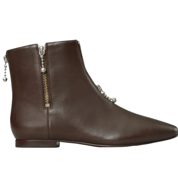 Tory Burch Zipper Bootie Caffe Castor Leather with Purple.  Size 7.5