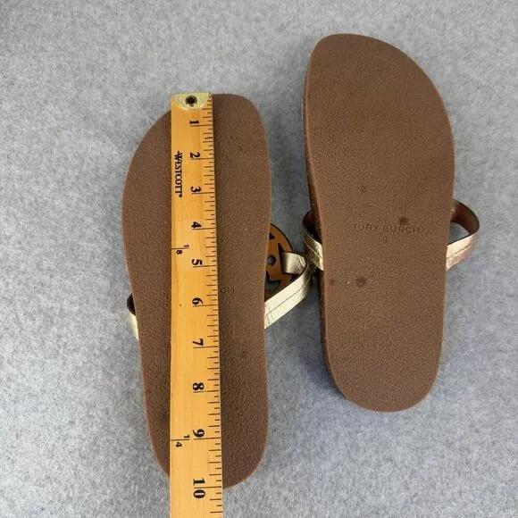 Tory Burch Miller Cloud Metallic Goat Leather Cork Sandals Size 9 Flip Flops