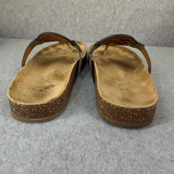 Tory Burch Miller Cloud Metallic Goat Leather Cork Sandals Size 9 Flip Flops