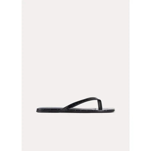 Toteme Croc Embossed Flip Flop Sandals in Black 37