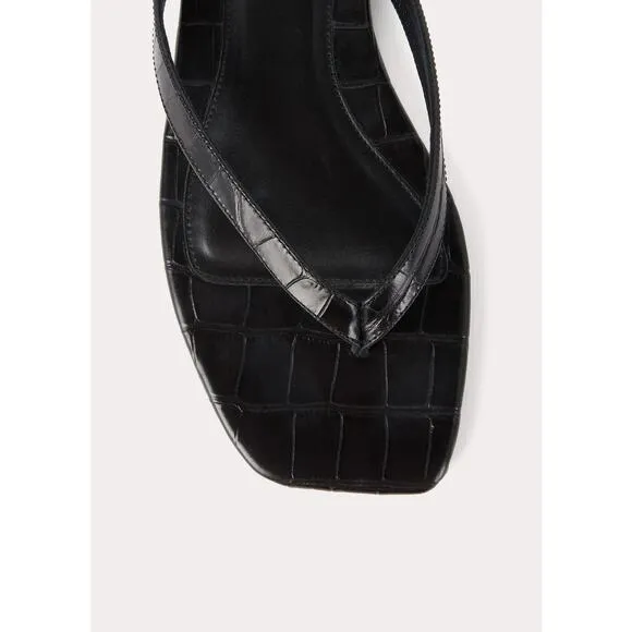 Toteme Croc Embossed Flip Flop Sandals in Black 37