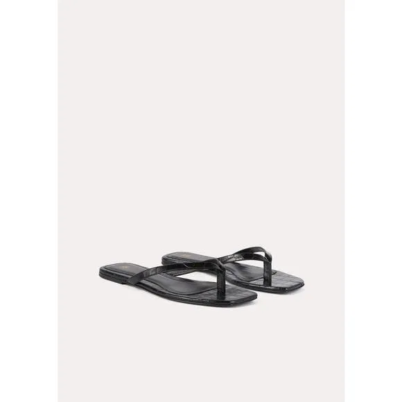 Toteme Croc Embossed Flip Flop Sandals in Black 37