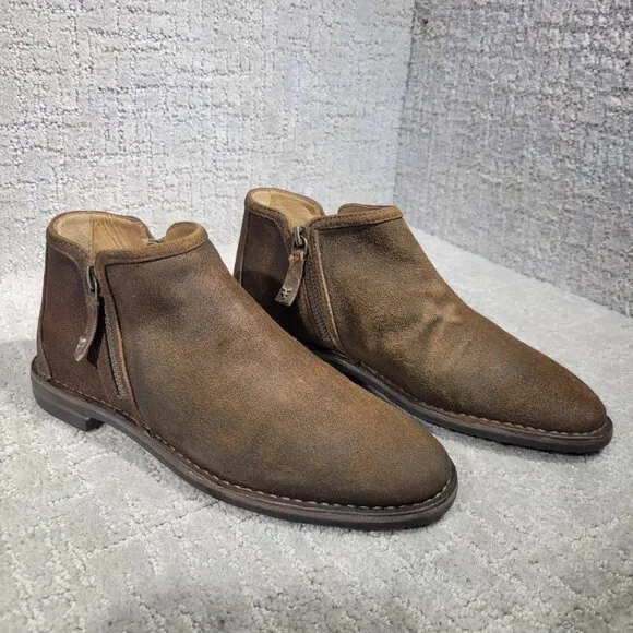 Trask Aubrey Women's Size 7M US Brown Suede Double Zipper Ankle Bootie Boots