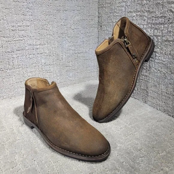 Trask Aubrey Women's Size 7M US Brown Suede Double Zipper Ankle Bootie Boots