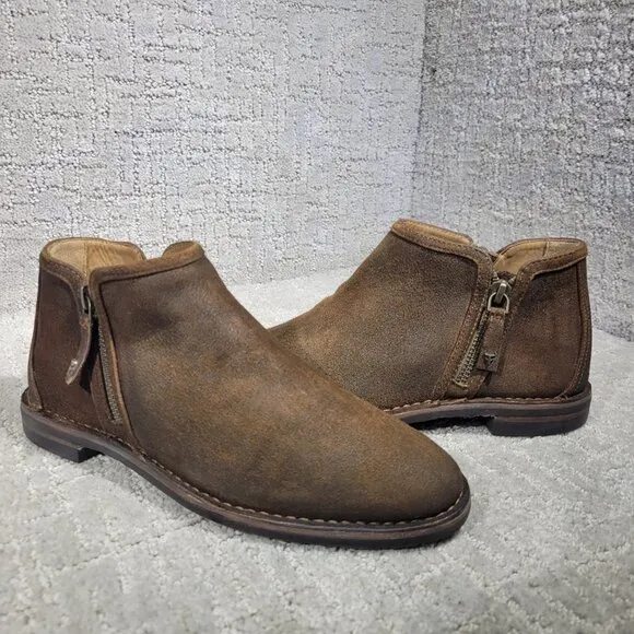Trask Aubrey Women's Size 7M US Brown Suede Double Zipper Ankle Bootie Boots