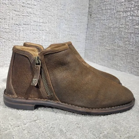 Trask Aubrey Women's Size 7M US Brown Suede Double Zipper Ankle Bootie Boots