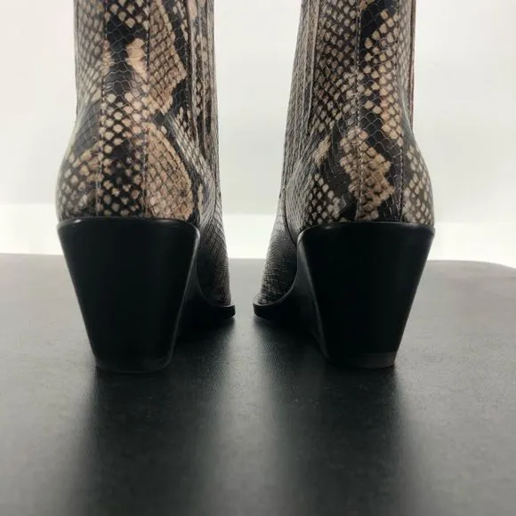 Treasure and Bond Natalie Wedge Ankle Booties Boots Snakeskin