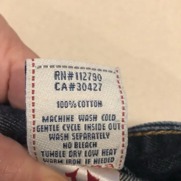 TRUE RELIGION BOBBY FIVE POCKET FLARED LEG DISTRESSED JEANS BLUE SIZE 28