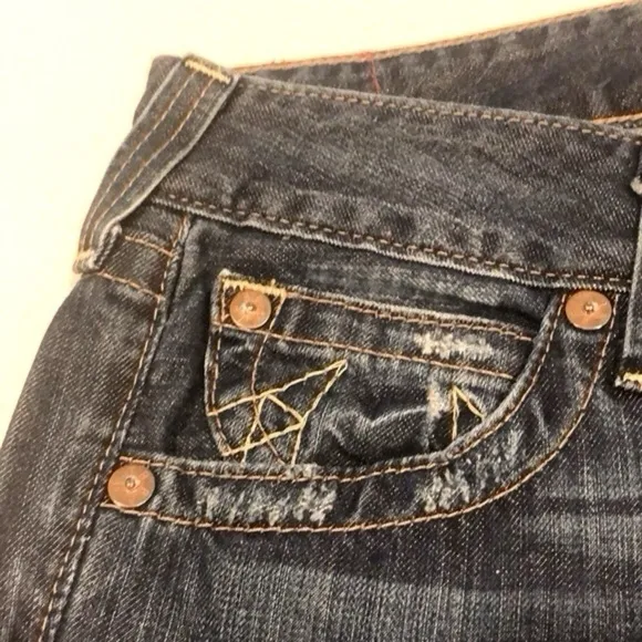 TRUE RELIGION BOBBY FIVE POCKET FLARED LEG DISTRESSED JEANS BLUE SIZE 28