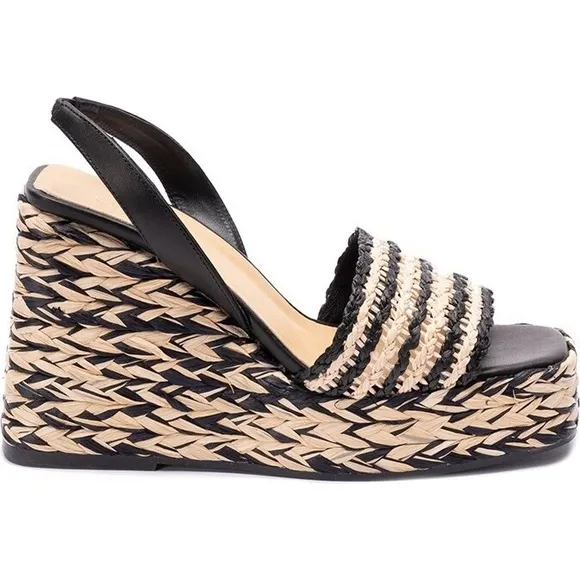 Tuckernuck CASTANER Black Tostado Thyra Wedge Raffia Espadrilles Size 40