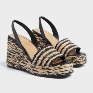 Tuckernuck CASTANER Black Tostado Thyra Wedge Raffia Espadrilles Size 40