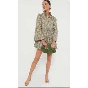 Tuckernuck Hyacinth House Moss Printed Russell Mini Dress NWT Extra Small XS