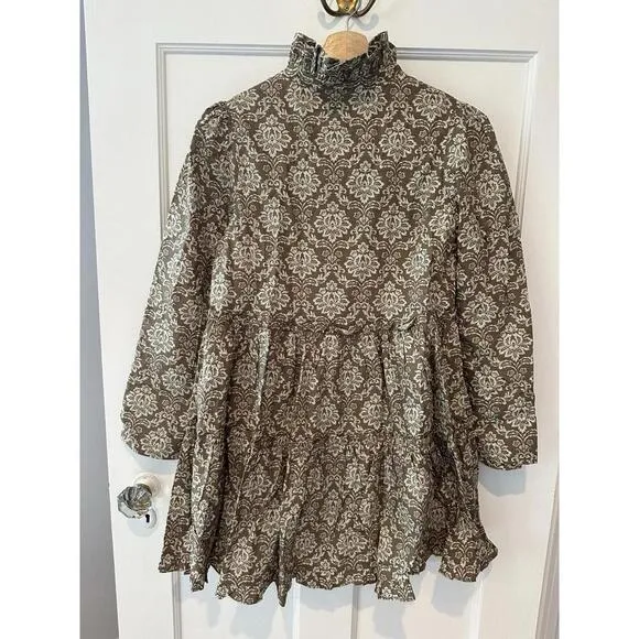 Tuckernuck Hyacinth House Moss Printed Russell Mini Dress NWT Extra Small XS