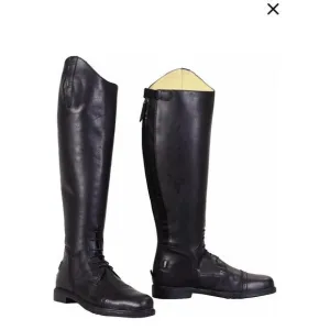 TuffRider Black Leather Tall Equestrian Boots Zipper Lace-Up Horse English